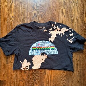 Motown Museum Cropped Distressed T shirt size L